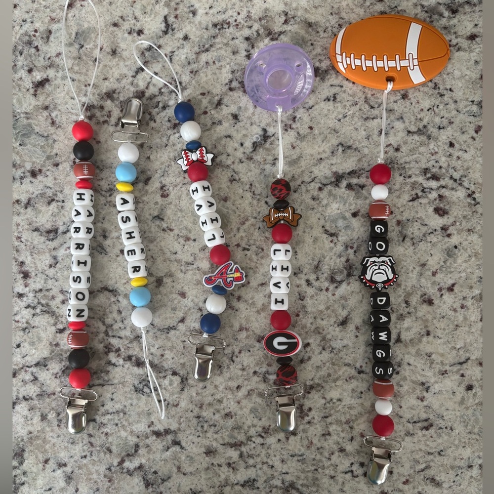 Customized pacifier and teether clips